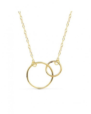 Collar oro 18k doble aro enlazado cadena 42 cm