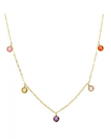 Gargantilla oro amarillo 18k piedras colores 45cm