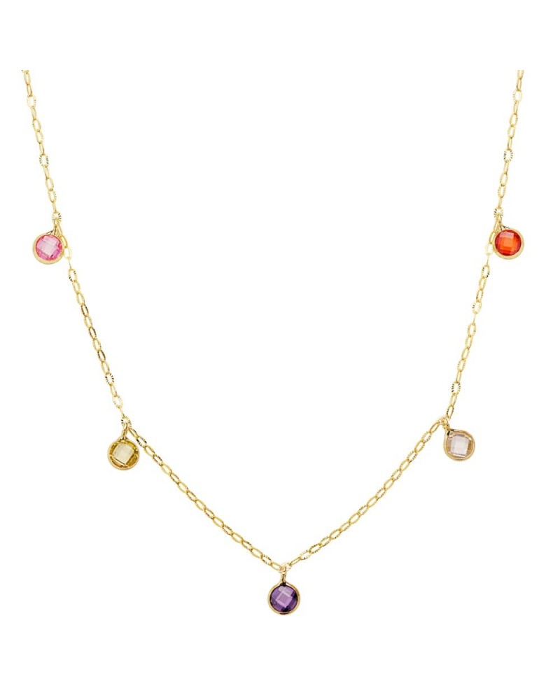 Gargantilla oro amarillo 18k piedras colores 45cm