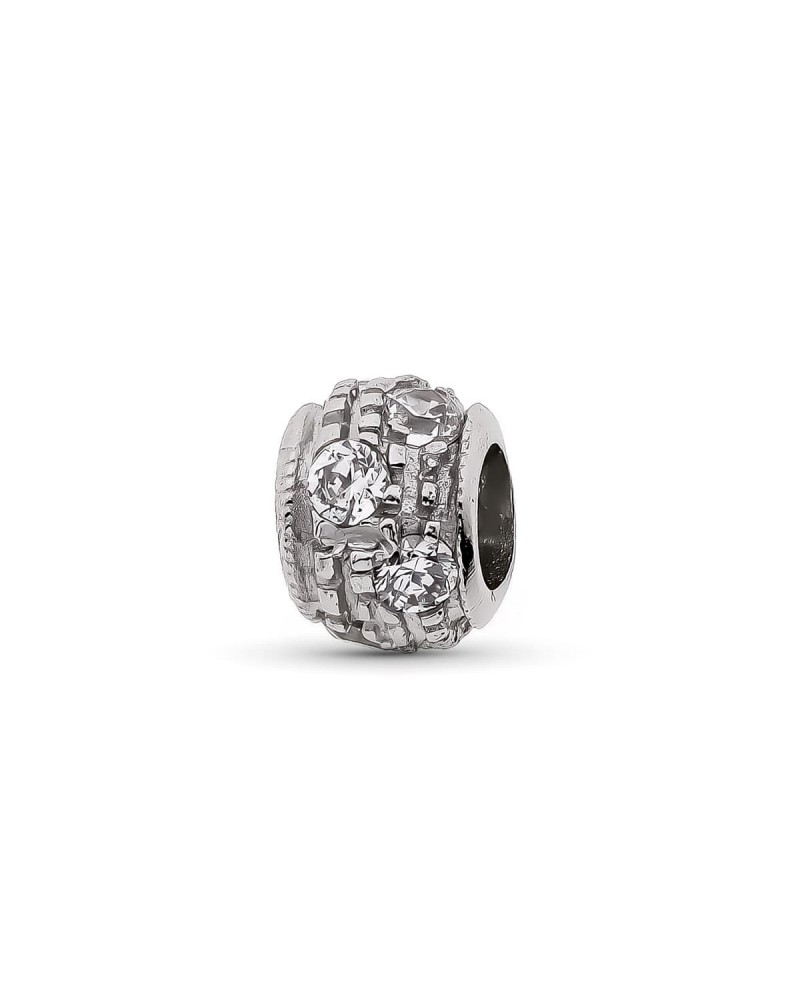 Colgante oro blanco 18k bola texturizada 6x5 mm