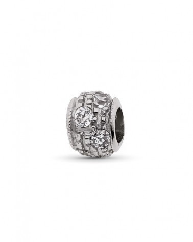 Colgante oro blanco 18k bola texturizada 6x5 mm