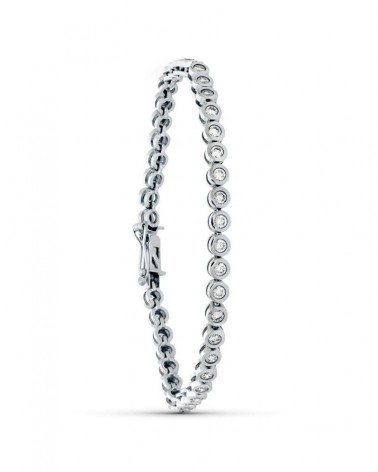 Pulsera oro blanco 18k circonitas 19,5cm