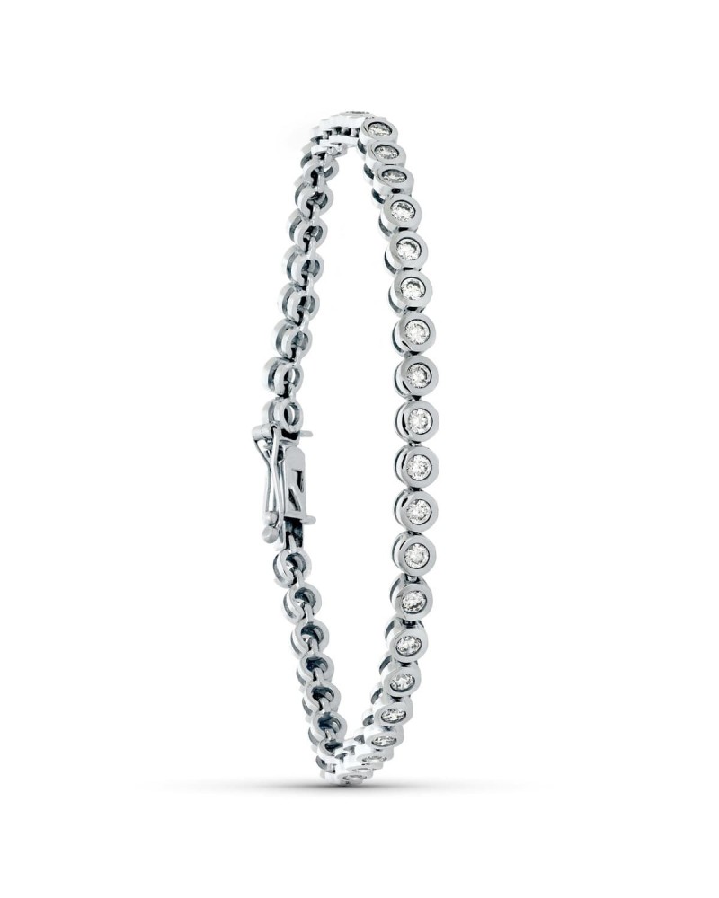 Pulsera oro blanco 18k circonitas 19,5cm