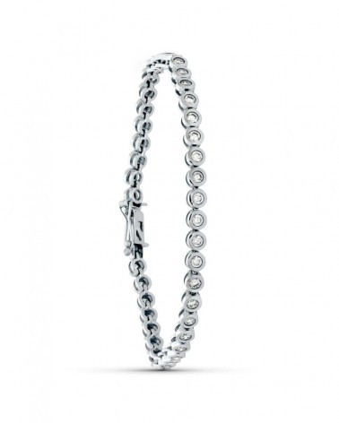 Pulsera oro blanco 18k circonitas 19,5cm