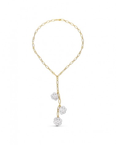 Gargantilla oro 18k bicolor flores caladas peso 11,4g