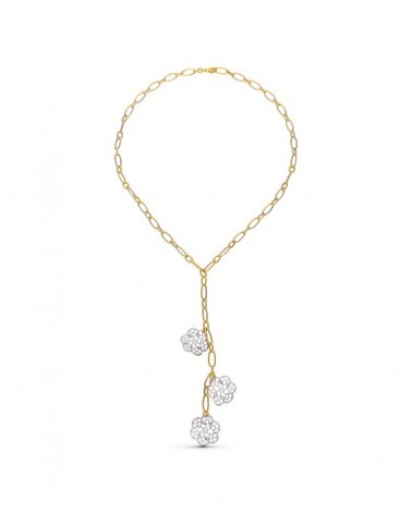 Gargantilla oro 18k bicolor flores caladas peso 11,4g