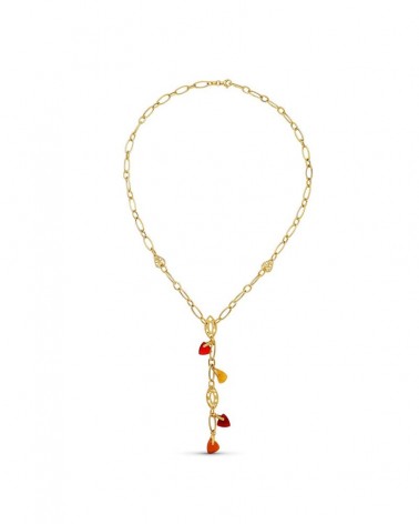 Gargantilla oro 18k amarillo eslabones piedras color
