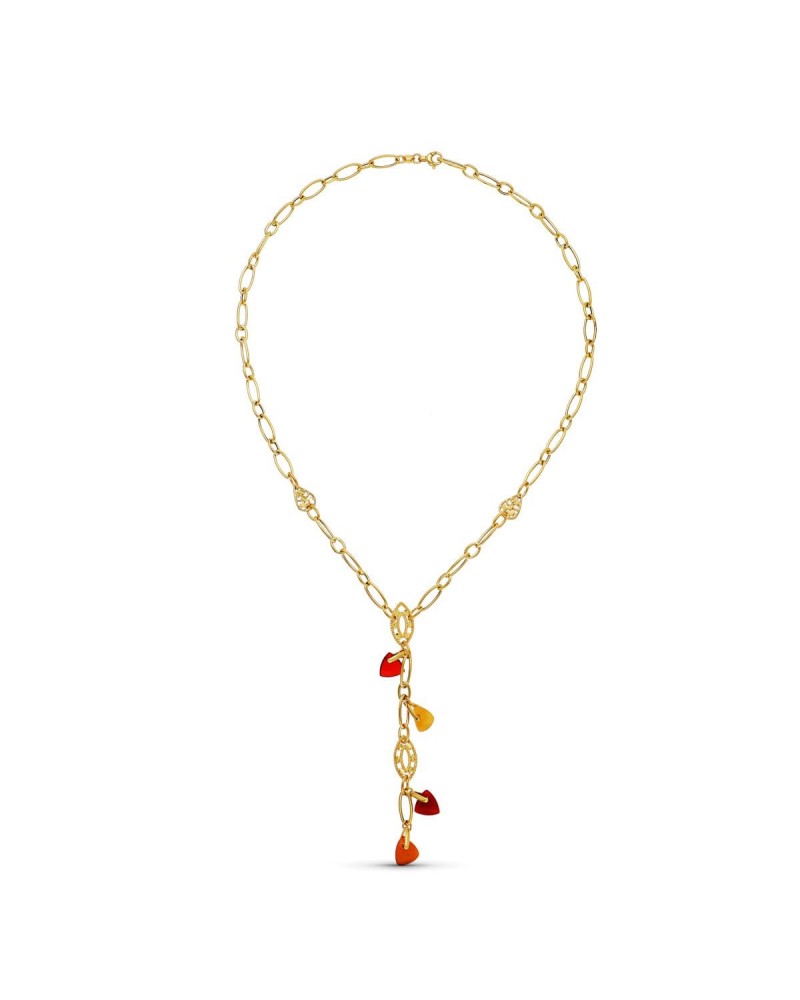 Gargantilla oro 18k amarillo eslabones piedras color