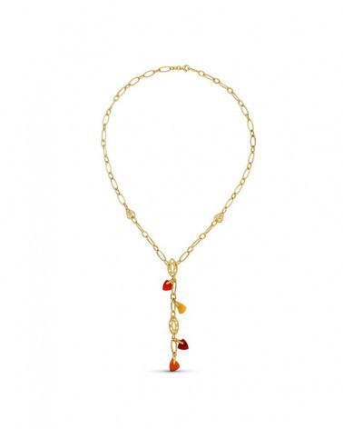 Gargantilla oro 18k amarillo eslabones piedras color