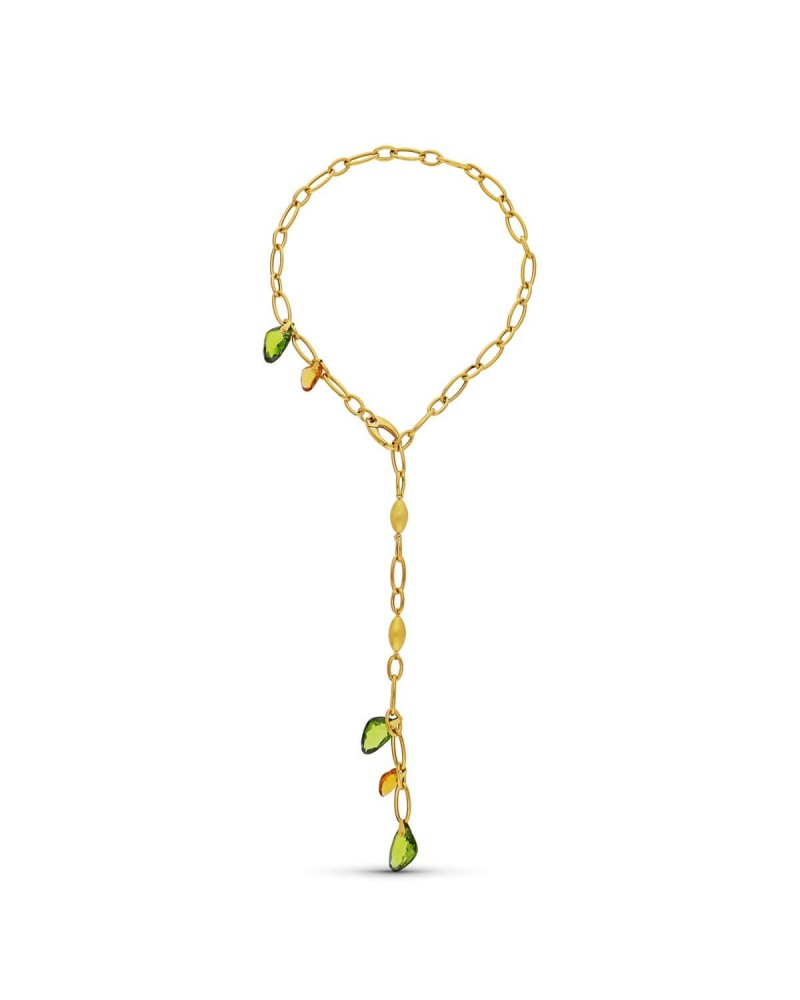 Gargantilla oro amarillo 18k eslabones piedras color