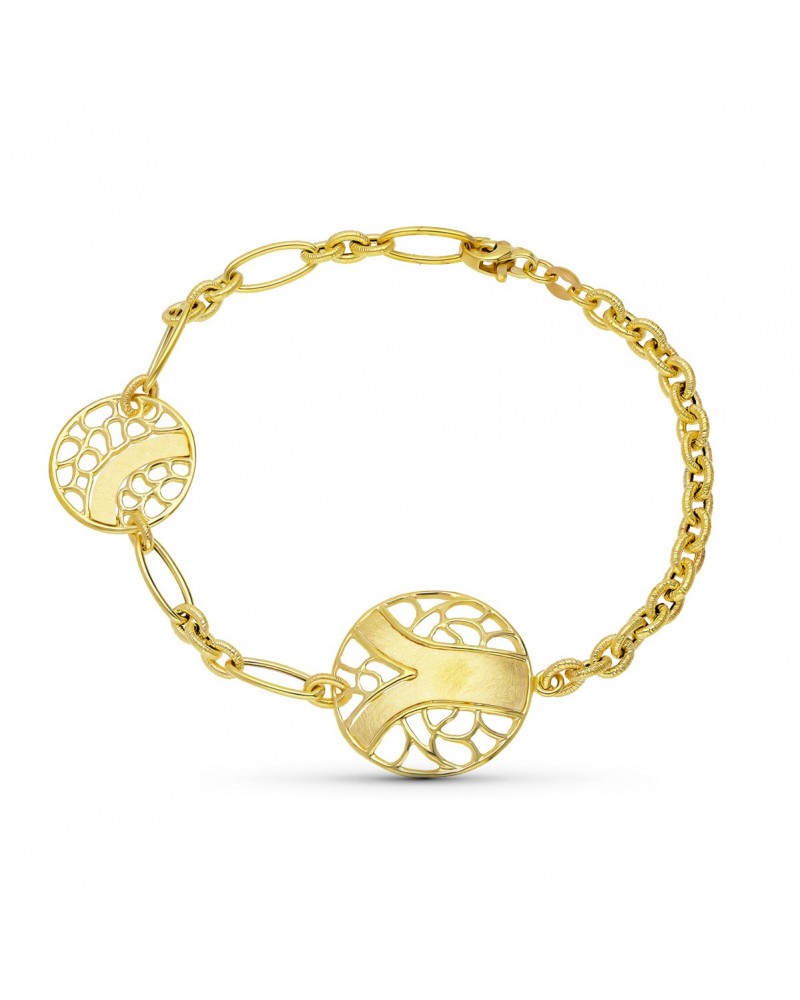 Pulsera oro 18k amarillo motivos calados circulares