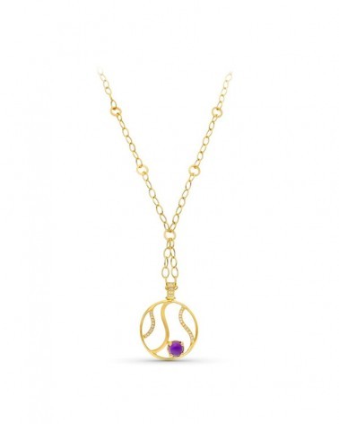 Gargantilla oro 18k motivo redondo circonita piedra violeta