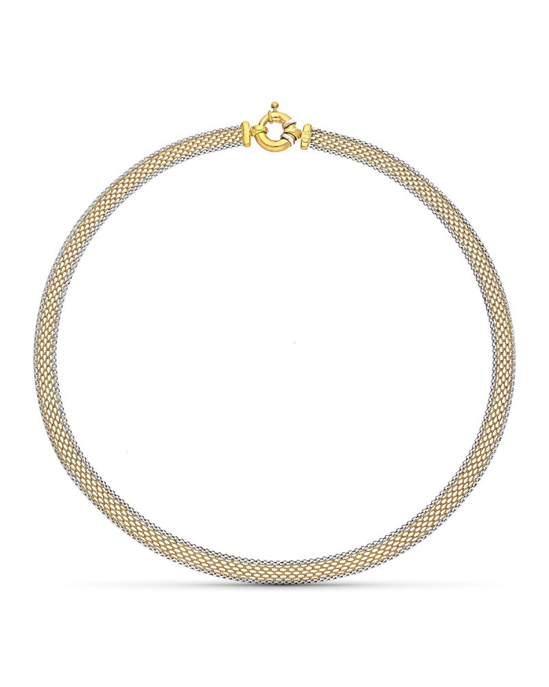 Gargantilla oro 18k bicolor malla 43cm