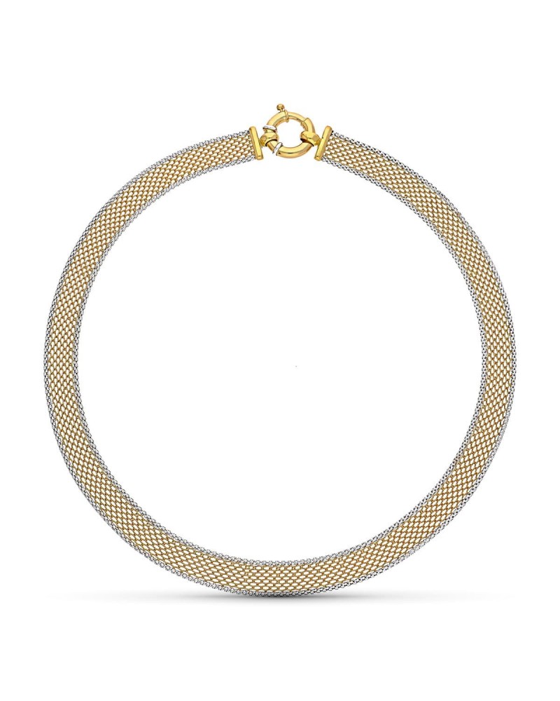 Gargantilla oro 18k bicolor malla 43cm