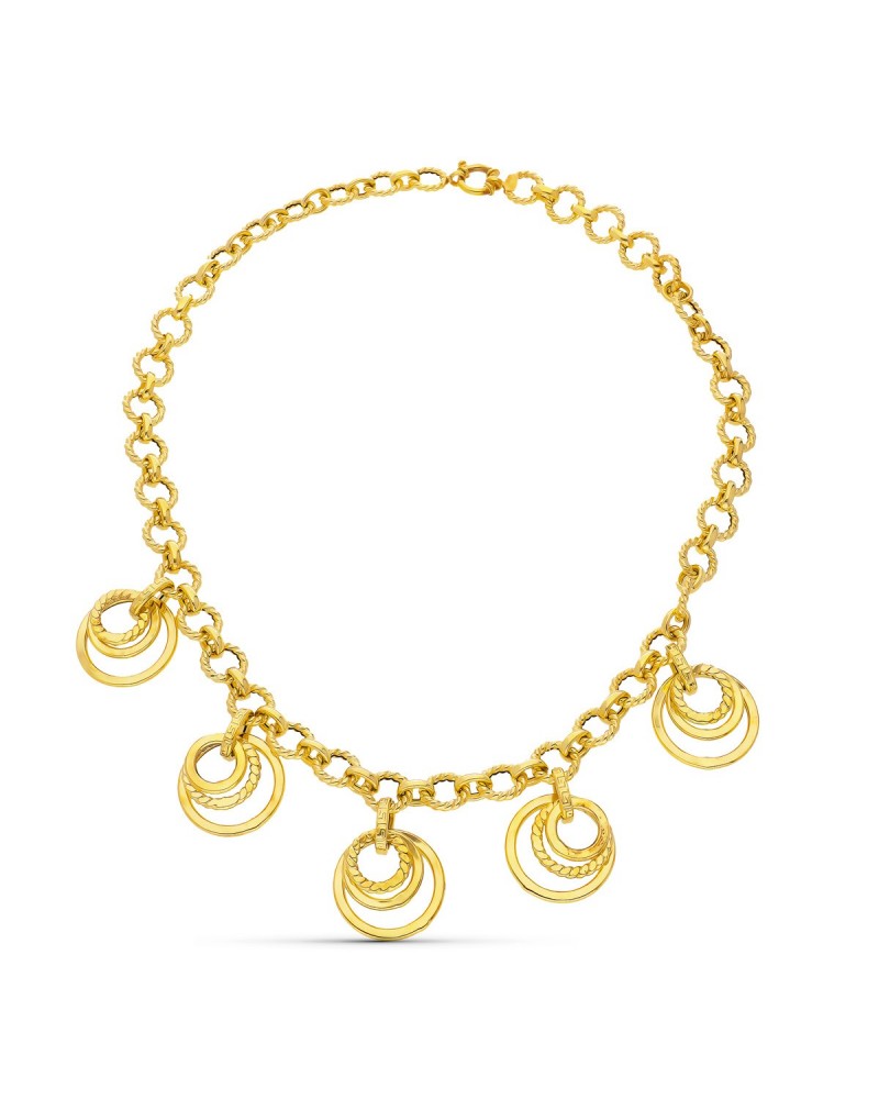 Gargantilla oro 18k amarillo con colgantes circulares 45cm