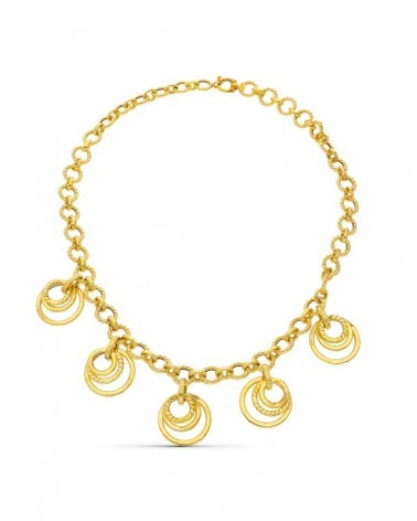 Gargantilla oro 18k amarillo con colgantes circulares 45cm