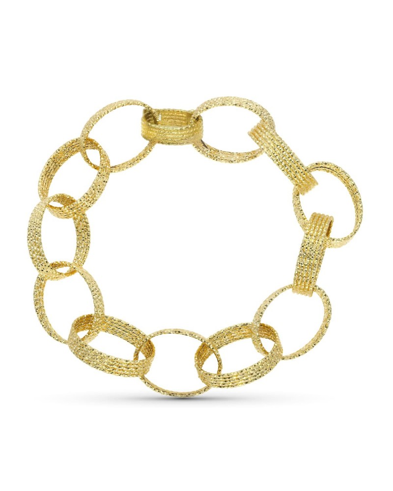 Pulsera oro 18k eslabones ovalados texturizados