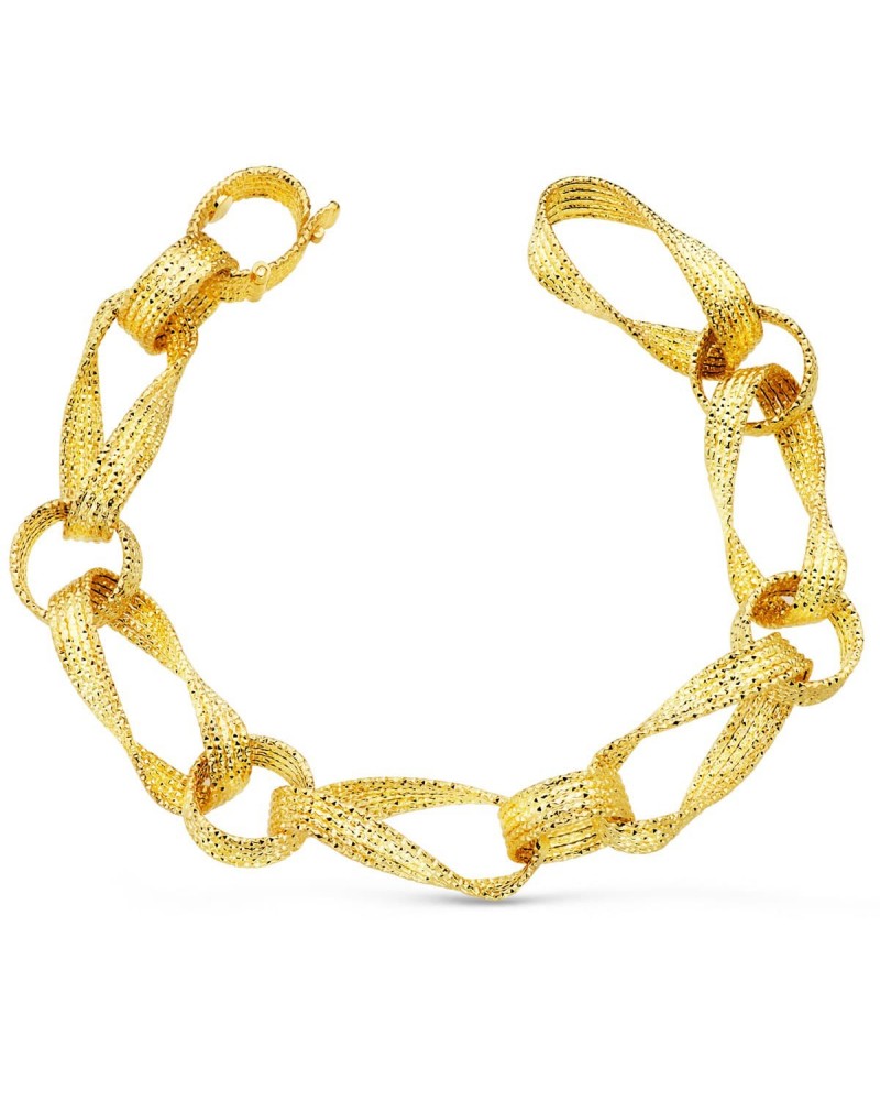 Pulsera oro 18k amarillo eslabones huecos 12mm