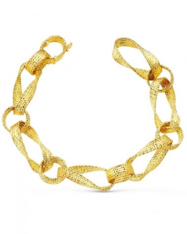 Pulsera oro 18k amarillo eslabones huecos 12mm