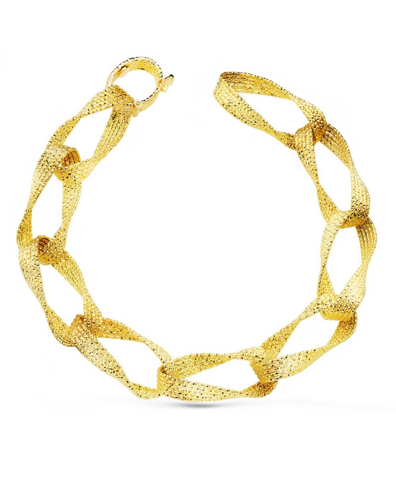 Pulsera oro 18k eslabones huecos 11mm 22cm