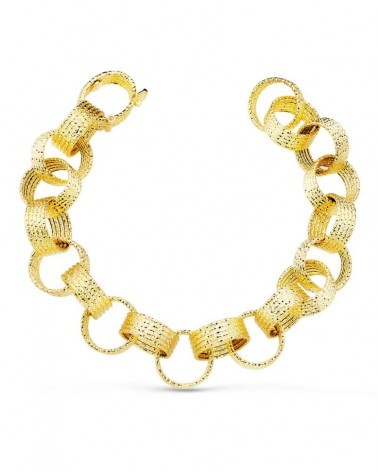 Pulsera oro 18k eslabones redondos huecos 12mm