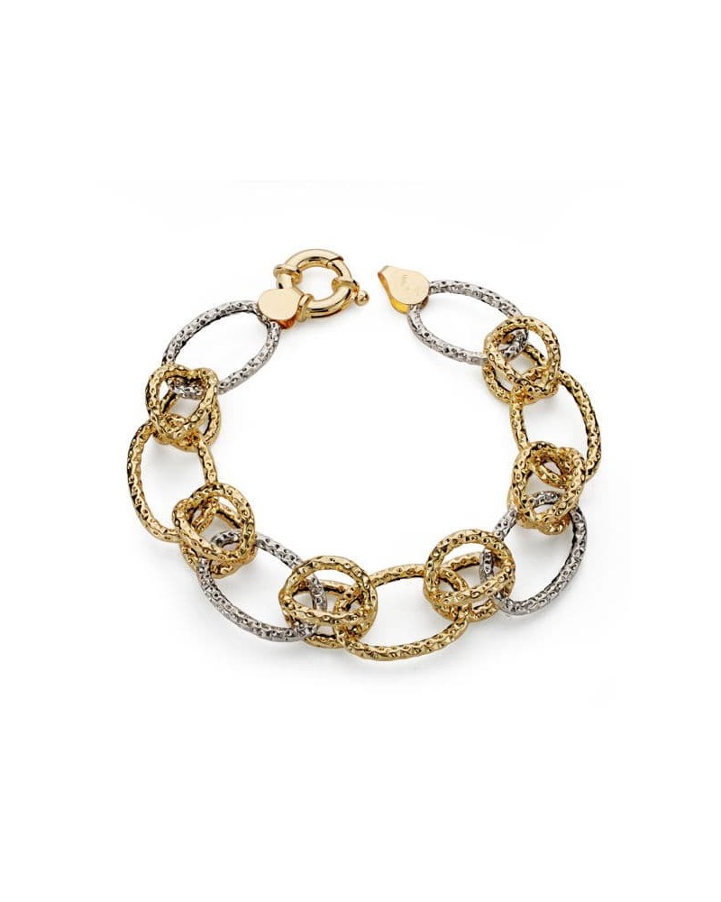 Pulsera oro 18k bicolor eslabones entrelazados 19 cm