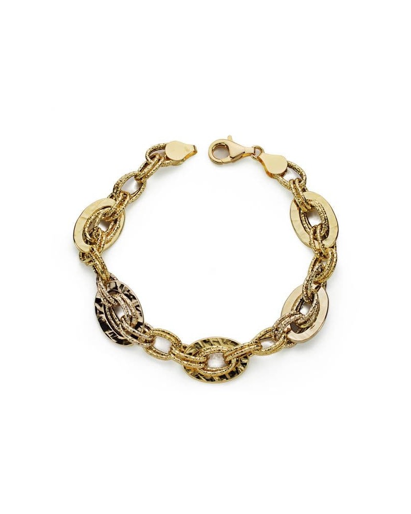 Pulsera oro 18k bicolor eslabones 19,5 cm