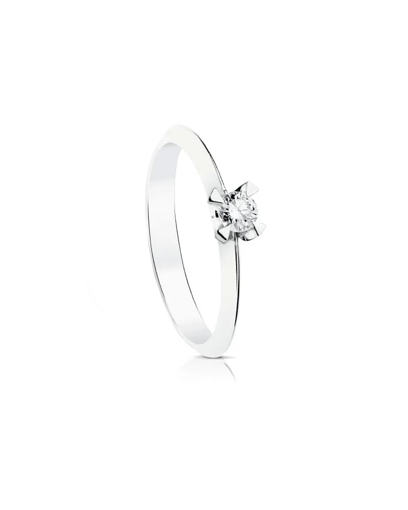 Solitario oro blanco 18k diamante natural 0,150 quilates