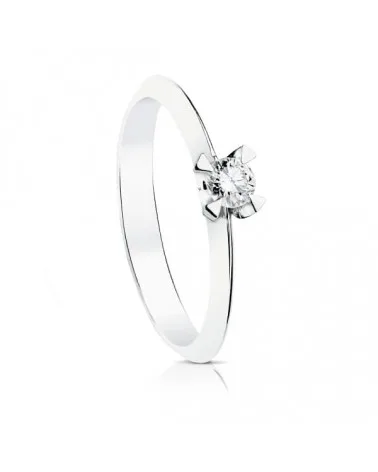 Solitario oro blanco 18k diamante natural 0,150 quilates