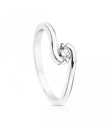 Solitario oro blanco 18k diamante brillante 0.150ct