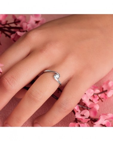 Anillo solitario oro blanco 18k diamante 0,200 quilates