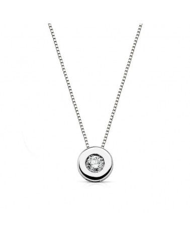 Gargantilla oro blanco 18k chatón diamante laboratorio 6mm