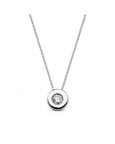 Gargantilla oro blanco 18k chatón diamante laboratorio 6mm