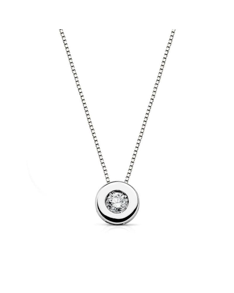 Gargantilla oro blanco 18k chatón diamante laboratorio 6mm
