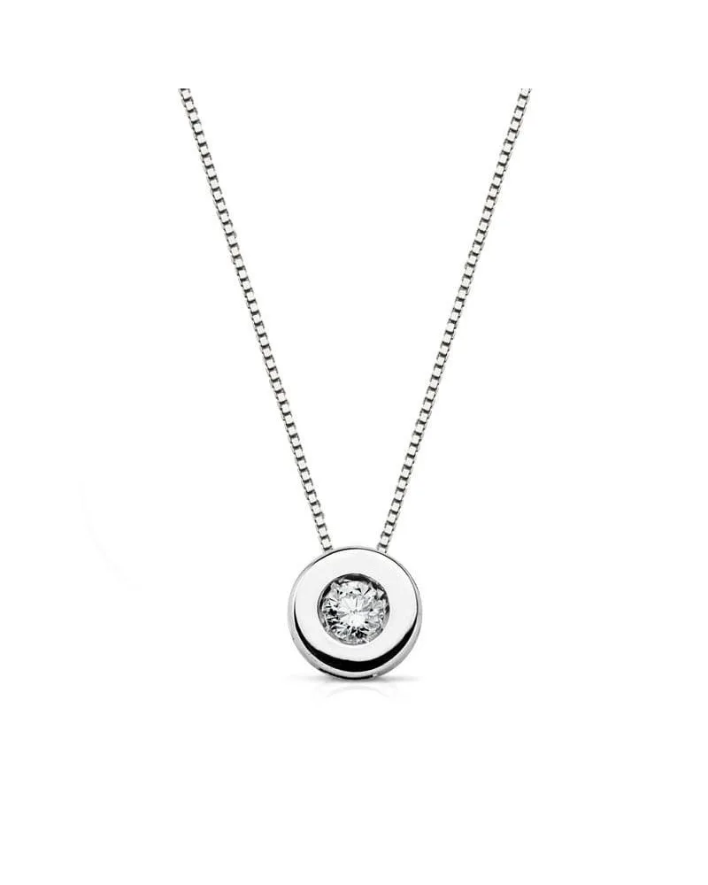 Gargantilla oro blanco 18k chatón diamante laboratorio 6mm