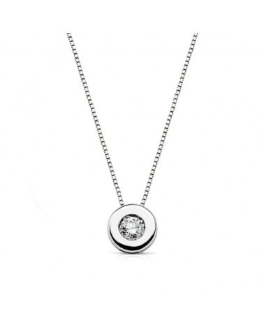 Gargantilla oro blanco 18k chatón diamante laboratorio 6mm