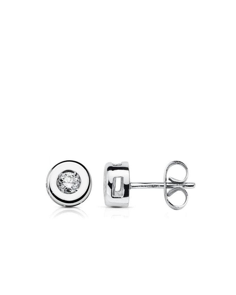 Pendientes oro blanco 18k diamante laboratorio 6,5mm