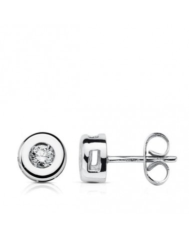 Pendientes oro blanco 18k diamante laboratorio 6,5mm