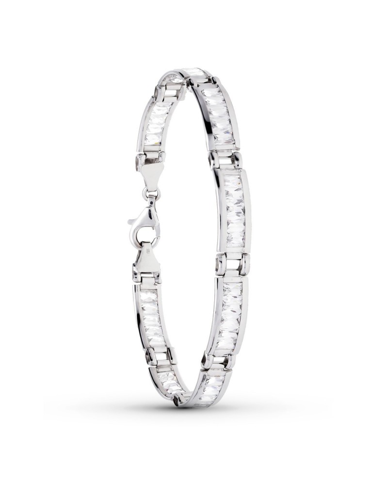 Pulsera oro blanco 18k circonita 20cm