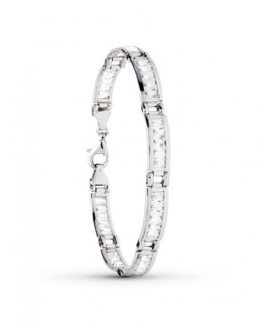 Pulsera oro blanco 18k circonita 20cm