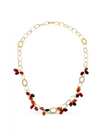 Gargantilla oro 18k eslabones piedras color peso 6,3g