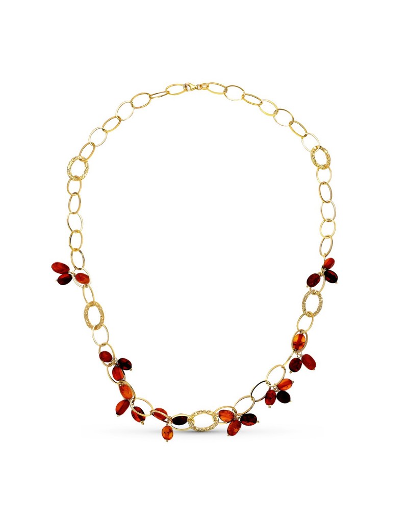Gargantilla oro 18k eslabones piedras color peso 6,3g