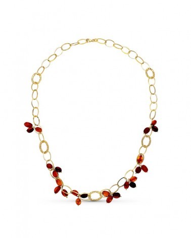 Gargantilla oro 18k eslabones piedras color peso 6,3g