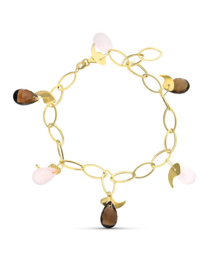 Pulsera oro 18k eslabones piedras color peso 4,7g
