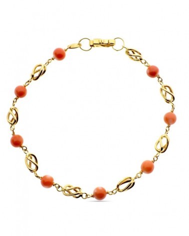 Pulsera oro 18k coral japonés motivos geométricos 18,5 cm