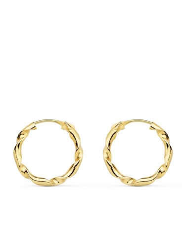 Aros oro 18k amarillo retorcidos 16mm niña
