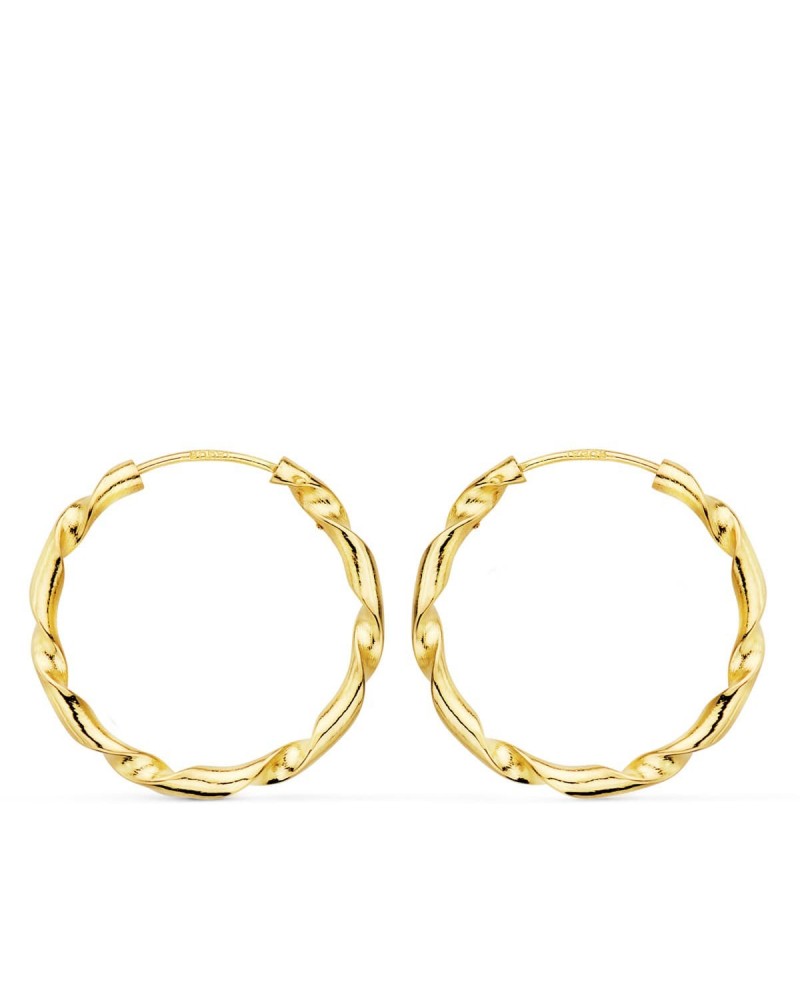 Aros oro 18k amarillo retorcidos 20mm