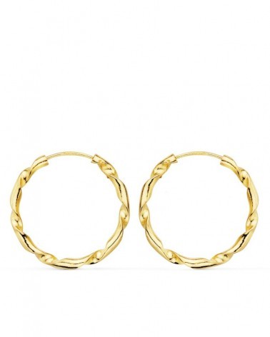 Aros oro 18k amarillo retorcidos 20mm