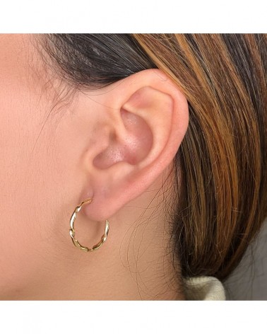 Aros oro 18k amarillo retorcidos 20mm