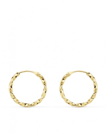 Pendientes aros oro 18k galloneados 16mm niña